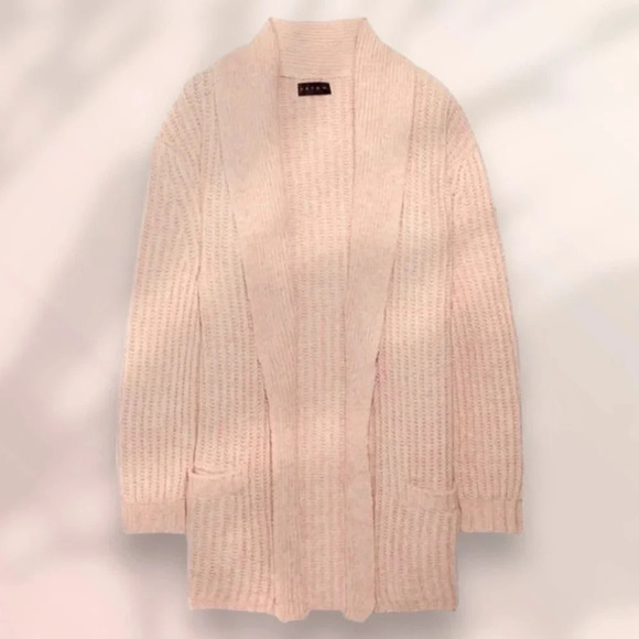HATCH RIBBED WOOL AND COTTON-BLEND CARDIGAN IN Blush Pink - Picture 4 of 10